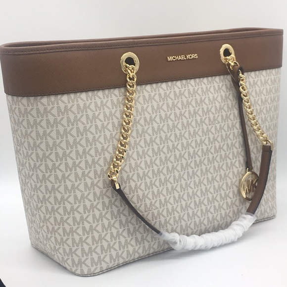 MICHAEL KORS SHANIA LARGE EW CHAIN TOTE VANILLA - Picture 2 of 8